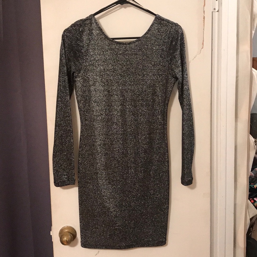 Sparkly silver mini dress